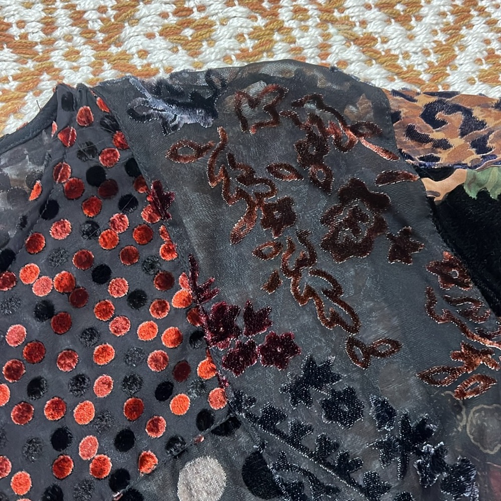 John Mark Velvet Burnout Patchwork Pattern Lady’s… - image 4